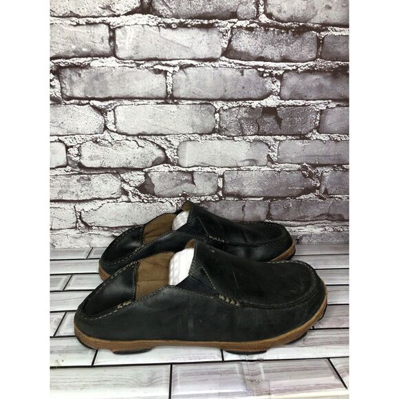 Olukai Moloa Black  Leather Slip On Loafers Casual Drop Heel Shoes Men Sz 11M US main image 14